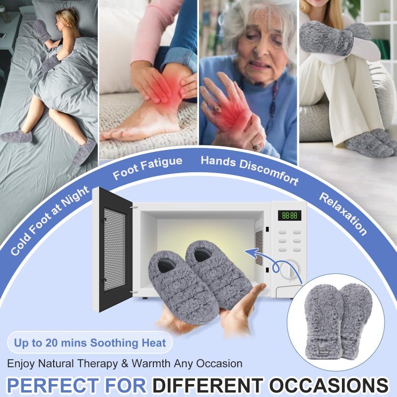 SuzziPad Microwavable Mittens and Heated Slippers Microwave for Fatigue Soothing, Heated Foot Warmer for Cold Day, Heated Mittens for Discomfort Hands, Thoughtfully Warm Option for Women & Men, S/M - Image 2