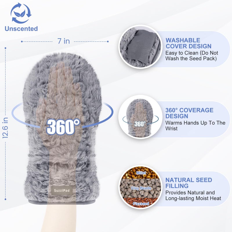 SuzziPad Microwavable Mittens and Heated Slippers Microwave for Fatigue Soothing, Heated Foot Warmer for Cold Day, Heated Mittens for Discomfort Hands, Thoughtfully Warm Option for Women & Men, S/M - Image 4