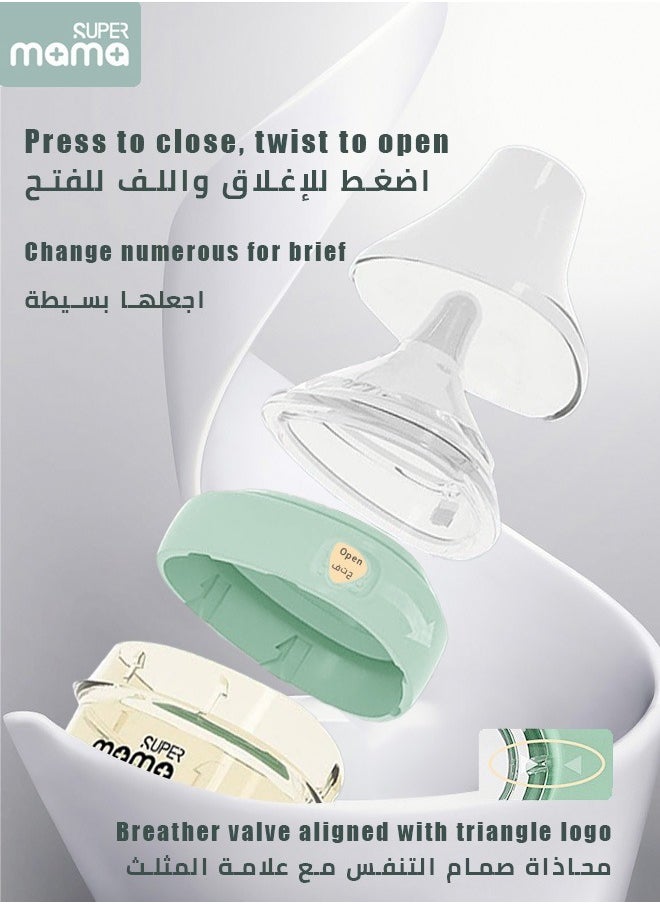 11 Pieces PPSU Baby Bottles Set,  Anti-Colic Formula Baby Bottles, Breast-Like Nipple Slow Flow, Off Center Design, Easy to Clean, BPA Free