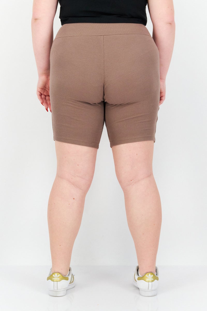 adidas Originals Women Plus Size Shorts Tight, Brown  - Image 3