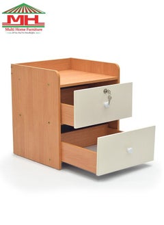 Multi Home Furniture Bedside Table Storage Cabinet With Lockable Drawers-601-OAK/WHITE