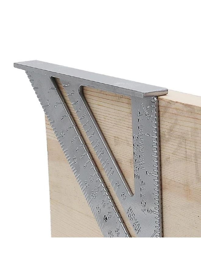 Silvery Aluminum Alloy Carpenter Triangle Square Ruler Miter Protractor Saw Guide - Image 1