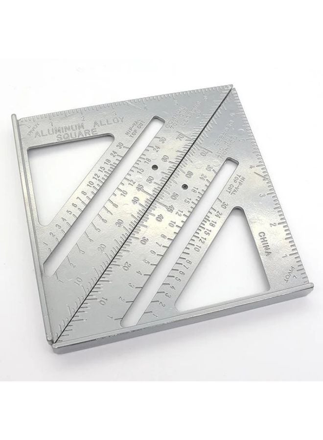 Silvery Aluminum Alloy Carpenter Triangle Square Ruler Miter Protractor Saw Guide - Image 4