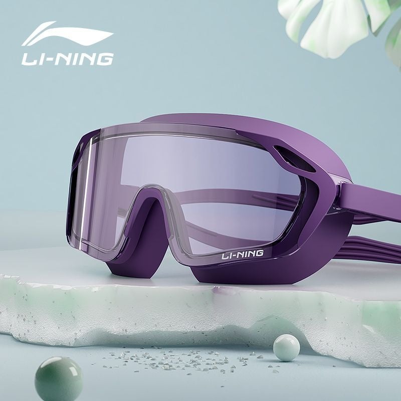 Lining Professional Swim Goggles with HD Waterproof and Anti-Fog Design, Large Frame for Adults and Myopic Swimmers, Includes Men's and Women's Swimming Caps - Image 1
