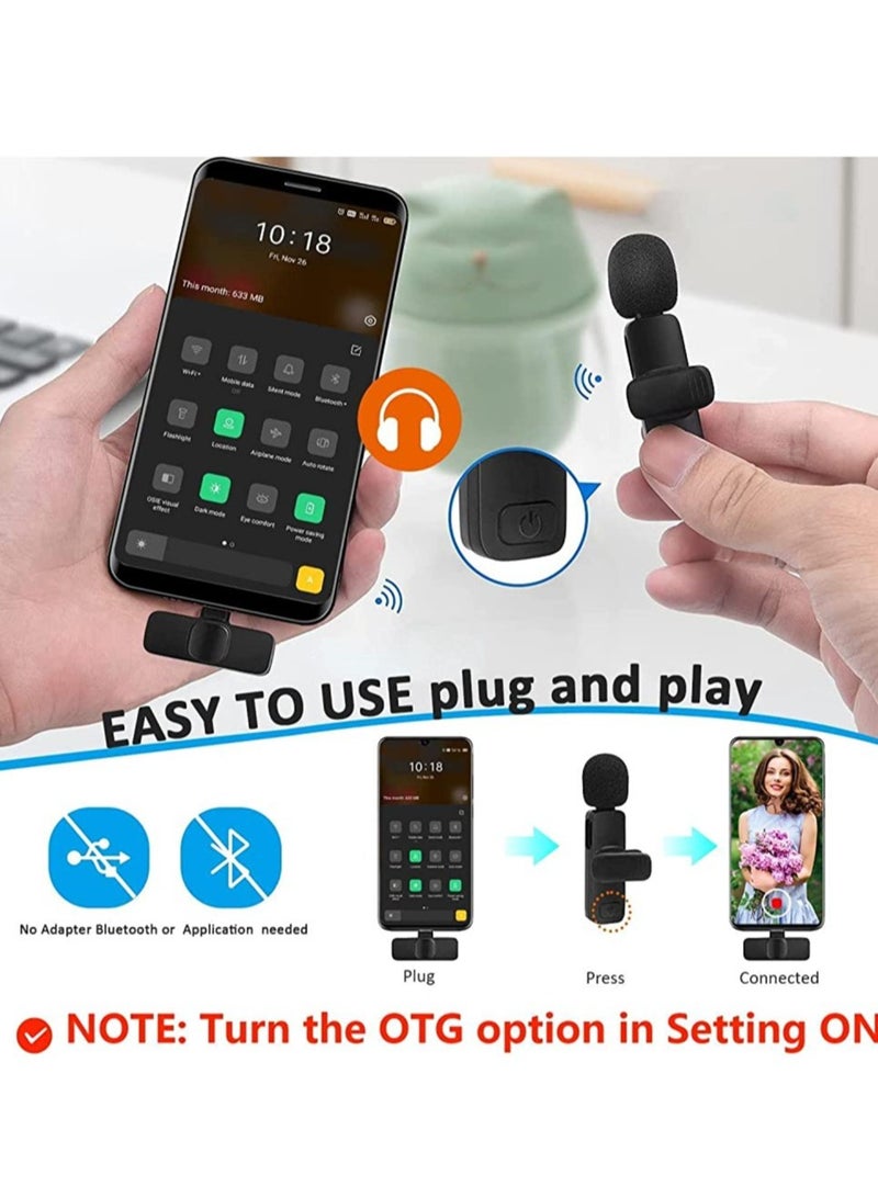 Wireless Lavalier Microphone for Phone, Plug-Play Wireless Mic with Microphone for Android Phone Video Recording, Interview, Vlog, Auto Sync and Noise Reduction (Type C Single with OTG) - Image 3