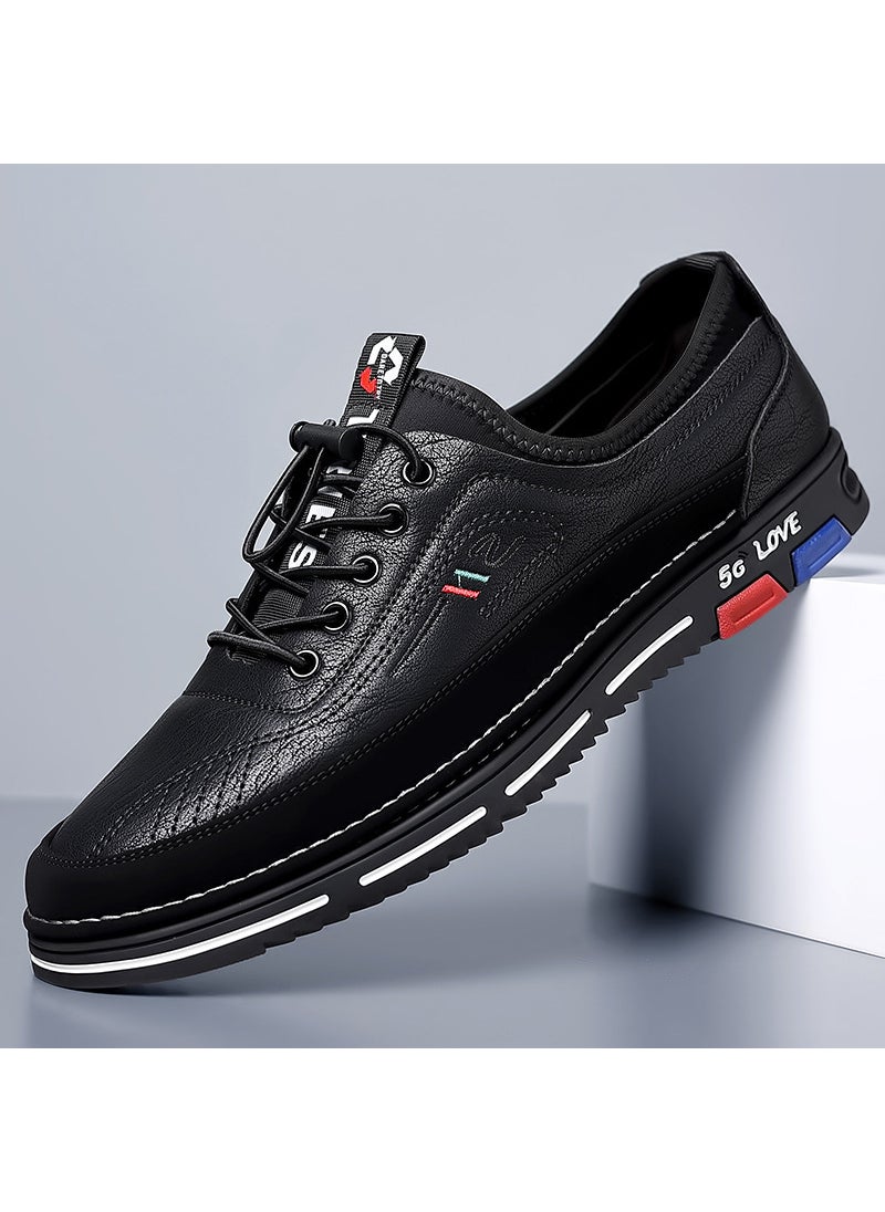 Generic New Autumn Casual Mens Shoes Breathable Business Casual Soft Leather Shoes With Soft Sole Mens Dress Shoes Rubber Outsole Black 