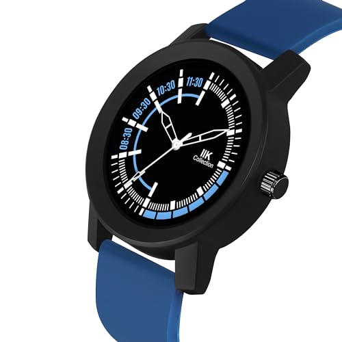 IIK COLLECTION Watches For Men Round Numerical Dial Analogue Men's Watch|Long Battery Life With Long Lasting Polish/Adjustable Flexible Silicon Strap|Watches For Boys, Dial Color-Silver, Blue Band - Image 5
