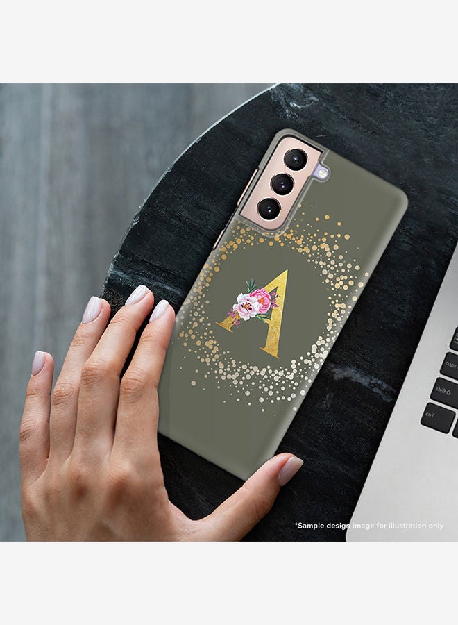 Stylizedd Monogram Slim Cover for Samsung Galaxy S21 Plus 5G Case Custom Initials Letter Floral Pattern Snap Series Mobile Cover Matte Alphabet  - C (Olive Green) - Image 2