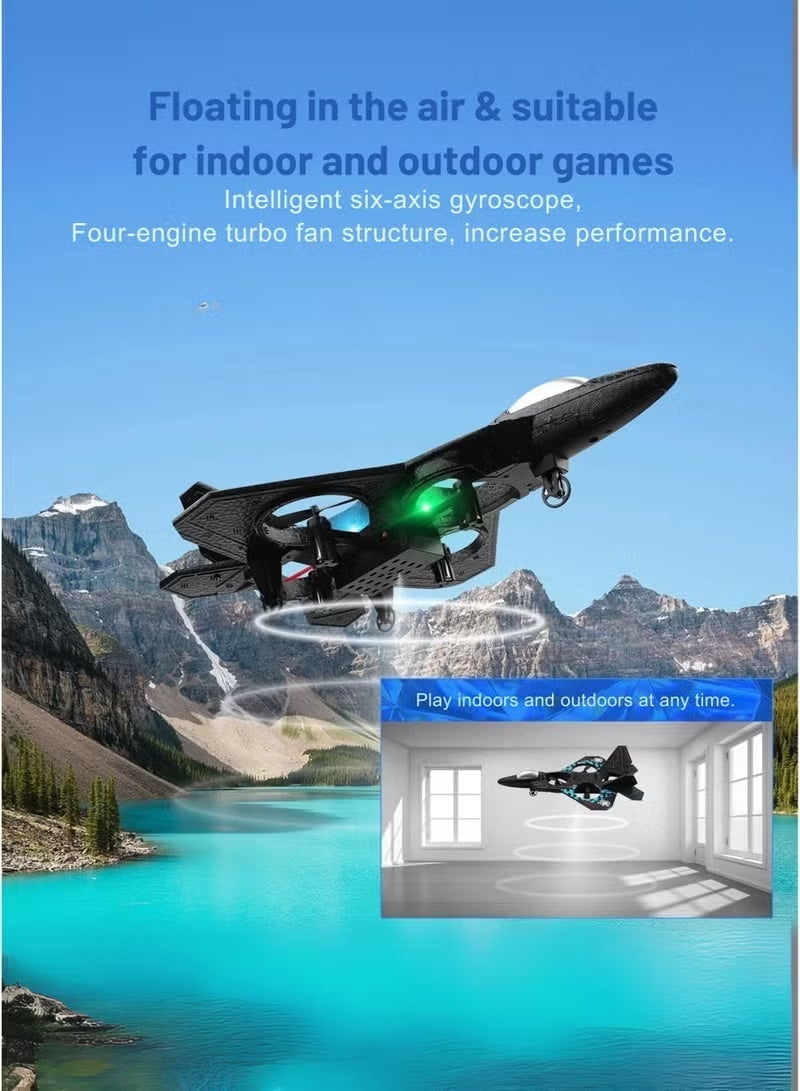 Gulf Trend RC 2.4GHz Remote Control Quadcopter Fighter Plane – Ready to Fly Airplane Toy with Floating Design, Colorful LED Lights, USB Charging, Easy Control Aircraft for Kids & Beginners - Image 2