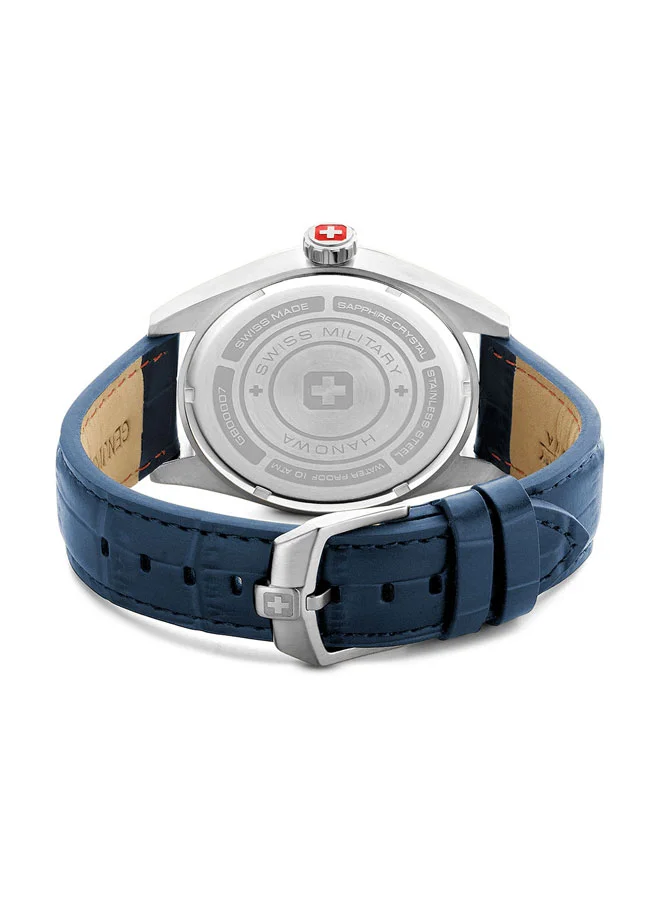 SWISS MILITARY HANOWA Swiss Military Lynx Watch For Men With Blue Leather Strap 42mm 10ATM - SMWGB0000702