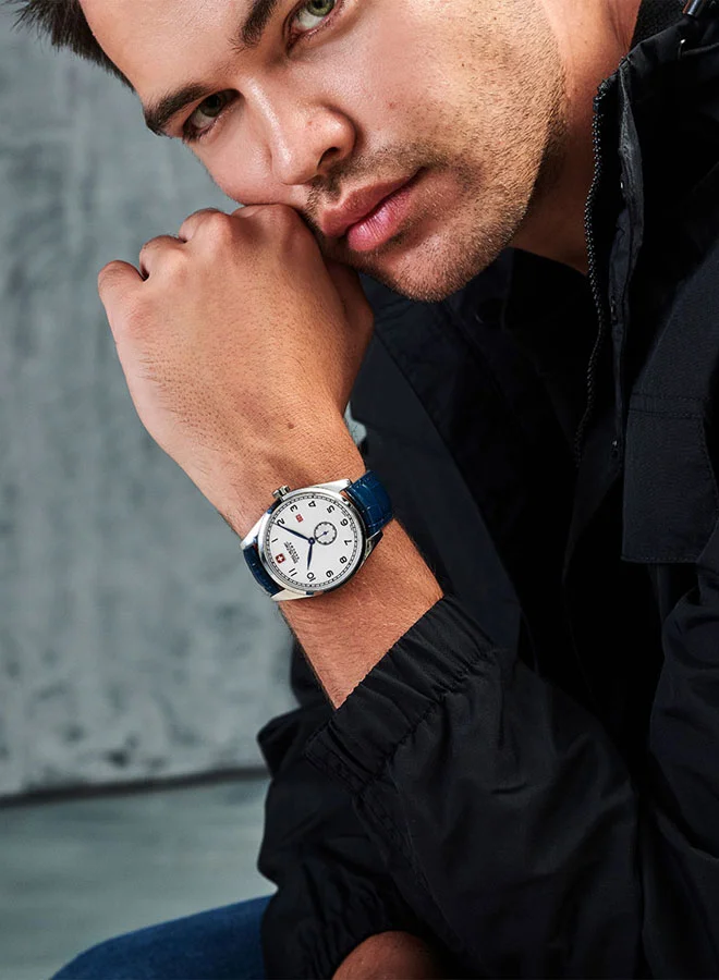 SWISS MILITARY HANOWA Swiss Military Lynx Watch For Men With Blue Leather Strap 42mm 10ATM - SMWGB0000702