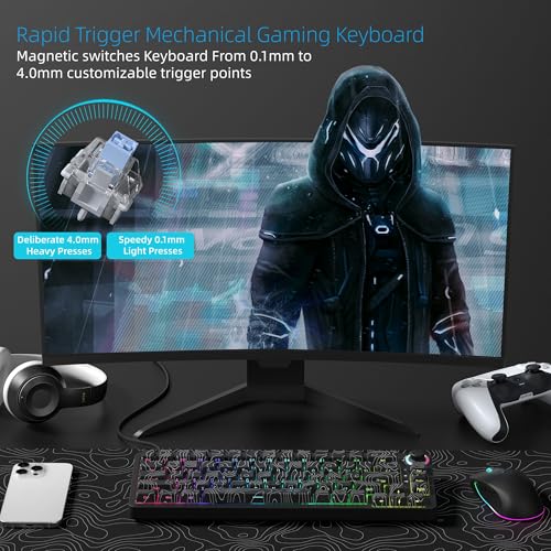 Womier M68HE PRO 60 Percent Keyboard Rapid Trigger Hall Effect Topographic Gaming Keyboard Wired RGB Custom 16000 Hz Mechanical Keyboard with Magnetic Switch PBT Keycaps for MacWin Black - Image 3