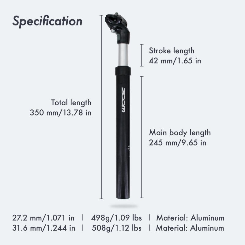 DJC Components DJC Bike Suspension Seatpost Shock Absorber Damper Post 27.2 30.9 31.6 mm, Lightweight Aluminum Body(Black Head,27.2mm) - Image 3