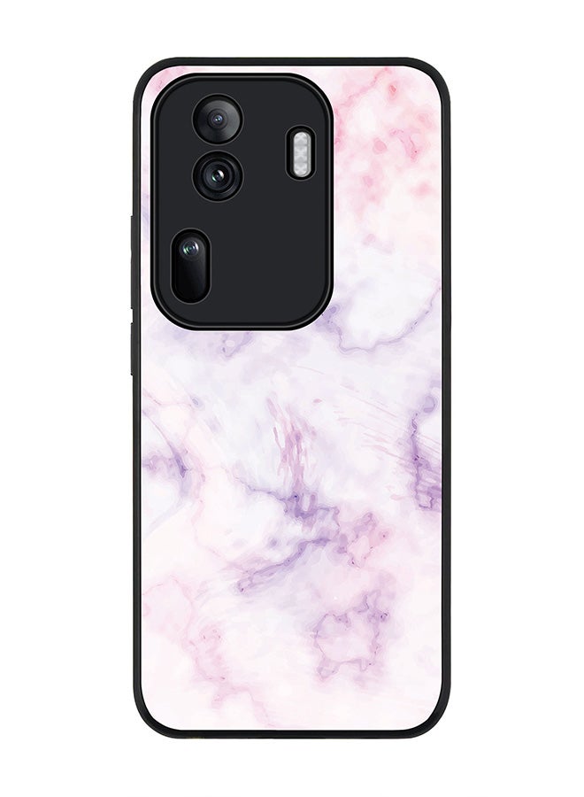 Stylizedd Rugged Black Edge Case for Oppo Reno11 Pro, Slim fit Case Flexible Anti Drop TPU Gel Thin Cover -  Marble Print Cotton Candy - Image 1