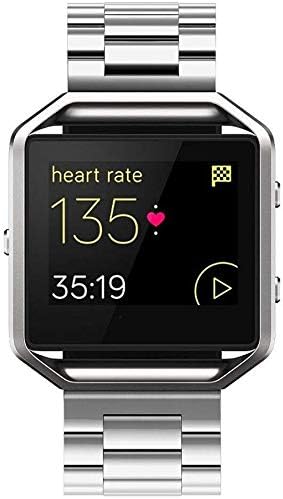 Simpeak Simpeak Women Men Stainless Steel Band Strap with Stailess Steel Frame Compatible with Fitbit Blaze Match Link Removal Tool Silver - Image 5