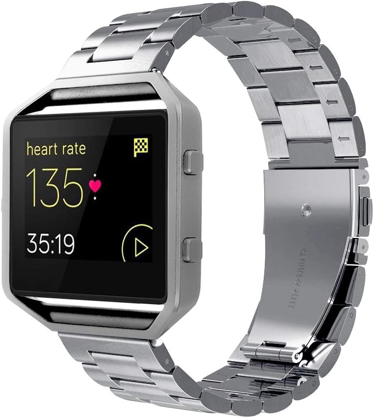Simpeak Simpeak Women Men Stainless Steel Band Strap with Stailess Steel Frame Compatible with Fitbit Blaze Match Link Removal Tool Silver - Image 2