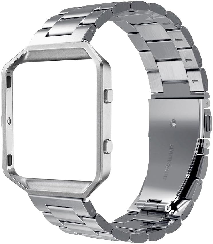 Simpeak Simpeak Women Men Stainless Steel Band Strap with Stailess Steel Frame Compatible with Fitbit Blaze Match Link Removal Tool Silver - Image 1
