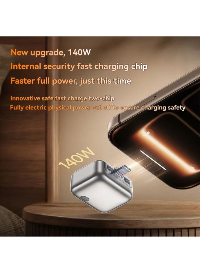 Kiboule 140W Smart Auto Stop Charging Adapter, USB-C Fast Charger with Physical Cut-Off, Automatic Power-Off Timer for Phone, Tablet & All USB Devices, Prevents Overcharging, Extends Battery Life - Image 5