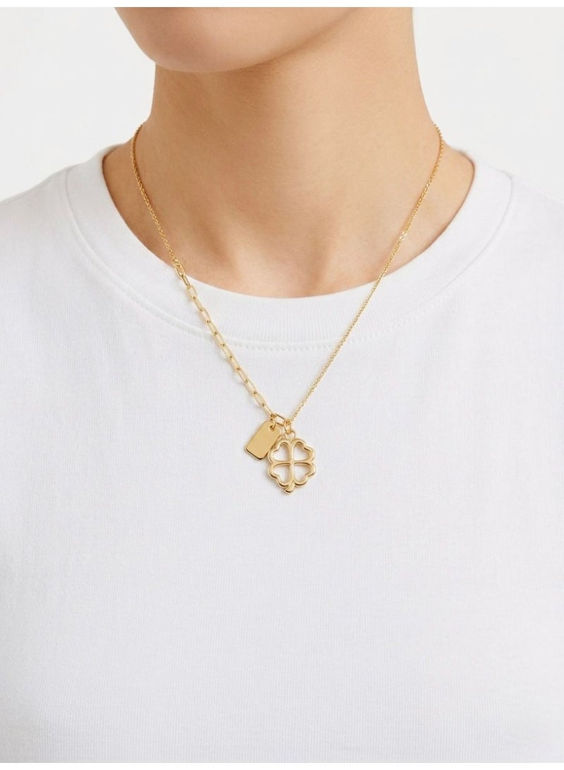 The Intermix Gems Gold Floral Charm Necklace 18K - Image 3