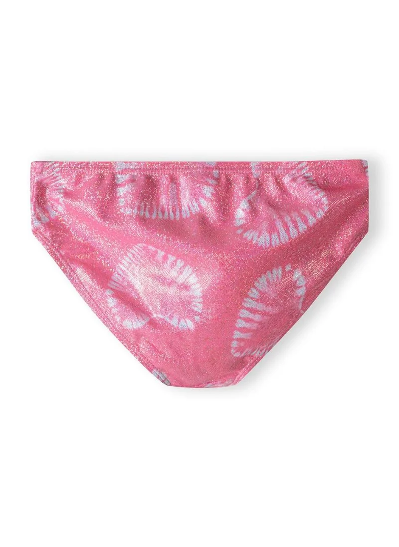 MINOTI Girls' Pink Glitter Bikini Set with Shell Tie-Dye Print – Asymmetrical Strap Top