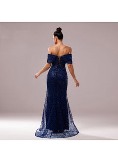 Madam Uniq New Women's Premium Off-Shoulder Fitted Sequin Mermaid Evening Dress for Parties  - Image 2