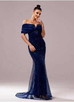Madam Uniq New Women's Premium Off-Shoulder Fitted Sequin Mermaid Evening Dress for Parties  - Image 1