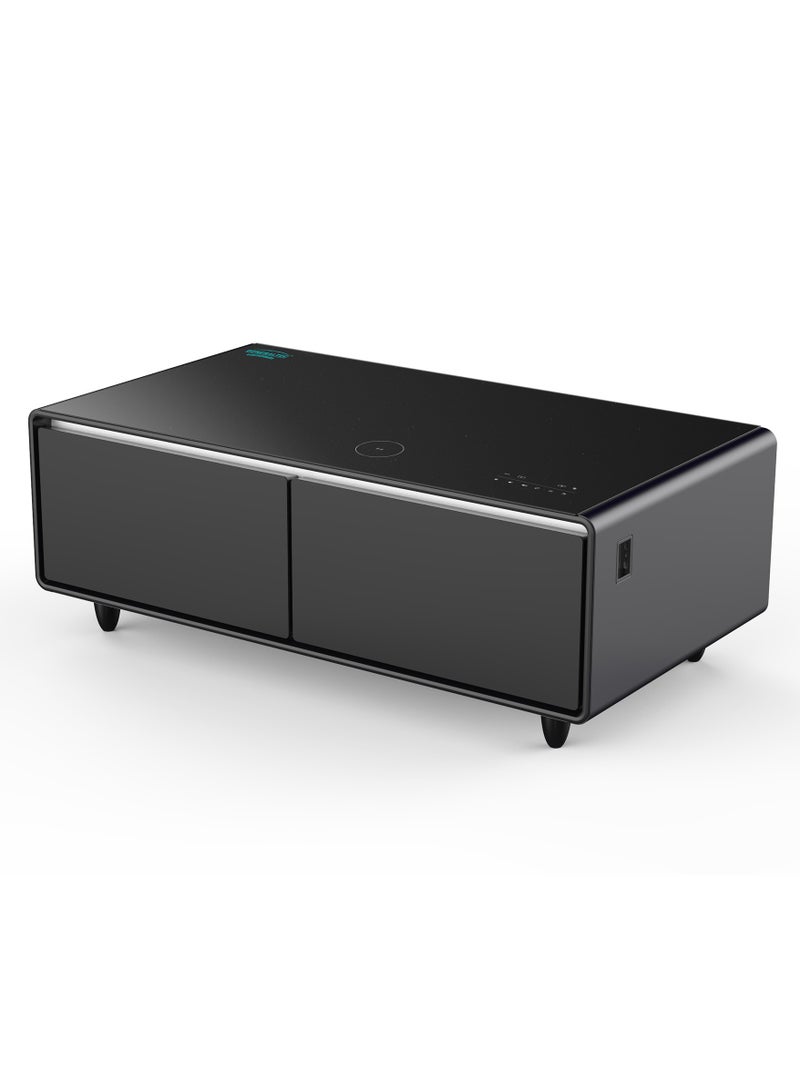 GENERALTEC Generaltec Smart Refrigerator and Digital Music Table, Bluetooth/USB Speaker, Tempered Glass, Touch Control, Dual USB Charging, 135L (65L+70L) Capacity, Wireless Mobile Charging 15W, Electric Ports, with RGB lights  - Image 1