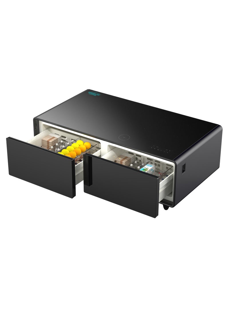 GENERALTEC Generaltec Smart Refrigerator and Digital Music Table, Bluetooth/USB Speaker, Tempered Glass, Touch Control, Dual USB Charging, 135L (65L+70L) Capacity, Wireless Mobile Charging 15W, Electric Ports, with RGB lights  - Image 2