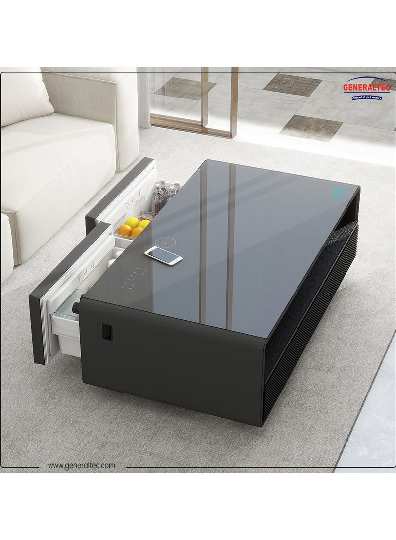 GENERALTEC Generaltec Smart Refrigerator and Digital Music Table, Bluetooth/USB Speaker, Tempered Glass, Touch Control, Dual USB Charging, 135L (65L+70L) Capacity, Wireless Mobile Charging 15W, Electric Ports, with RGB lights  - Image 3
