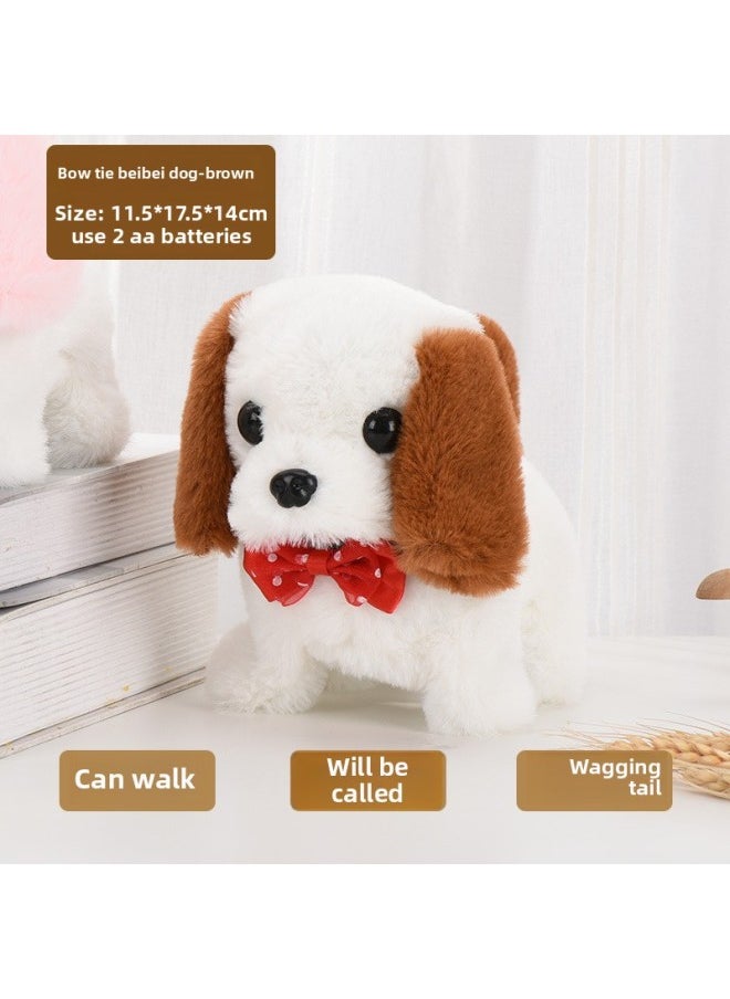 Toy Dog Children Plush Electric Toy Walking Dog Electric Dog Stall Electronic Puppy Pet-Color:Bow Tie Bebe Dog [brown]  - Image 1