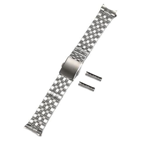TOMIYOY Curved+Flat end link 18mm 19mm 20mm 21mm 22mm 24mm jubilee stainless steel metal watch band strap bracelet fit for rlx skx watch (18mm, Silver) - Image 1
