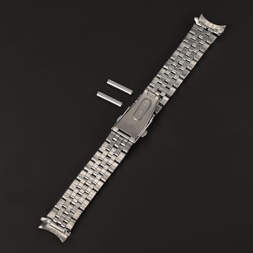 TOMIYOY Curved+Flat end link 18mm 19mm 20mm 21mm 22mm 24mm jubilee stainless steel metal watch band strap bracelet fit for rlx skx watch (18mm, Silver) - Image 3