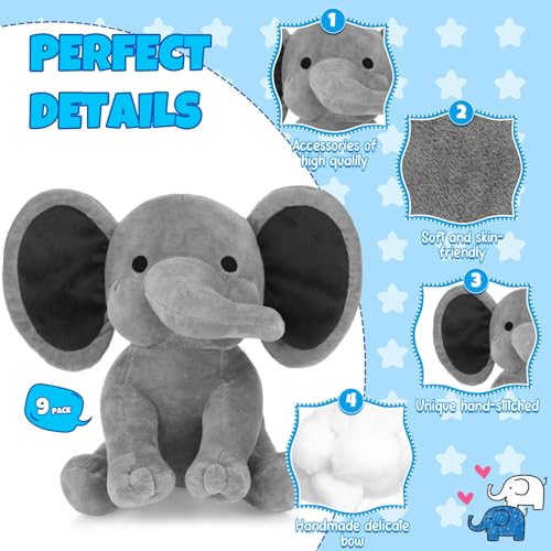 Chitidr 9 Pieces Elephant Stuffed Animals 984 Inches Soft Cute Elephant Plush Toys for Baby Shower Themed Party Supplies Baby Girl Boy Christmas Birthday GiftGray - Image 5