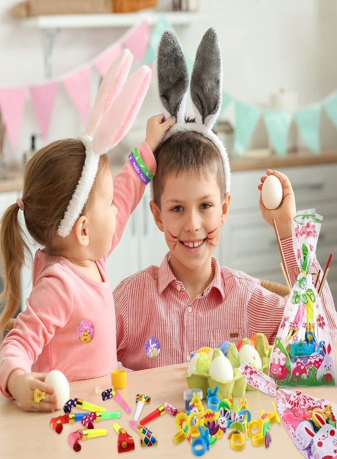 Honoson 194 Pcs Easter Party Favors Set for Kids Bulk Easter Egg Fillers Toys with Goodie Bags Stickers Stampers Ring Bracelets Pin Party Blower for Kid Birthday Gifts Prizes Basket Stuffers - Image 5