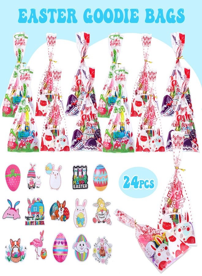 Honoson 194 Pcs Easter Party Favors Set for Kids Bulk Easter Egg Fillers Toys with Goodie Bags Stickers Stampers Ring Bracelets Pin Party Blower for Kid Birthday Gifts Prizes Basket Stuffers - Image 3