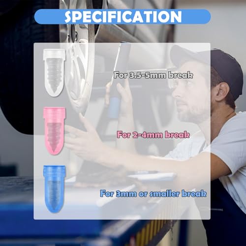 VKQTS 100PCS Tire Repair Kit,Self-Service Tire Screw Plug Repair Kit Includes 3-Size Plugs & Screwdrivers,Professional Screw in Tires Plugs Kits for Quick Repairing Tires Puncture - Image 3