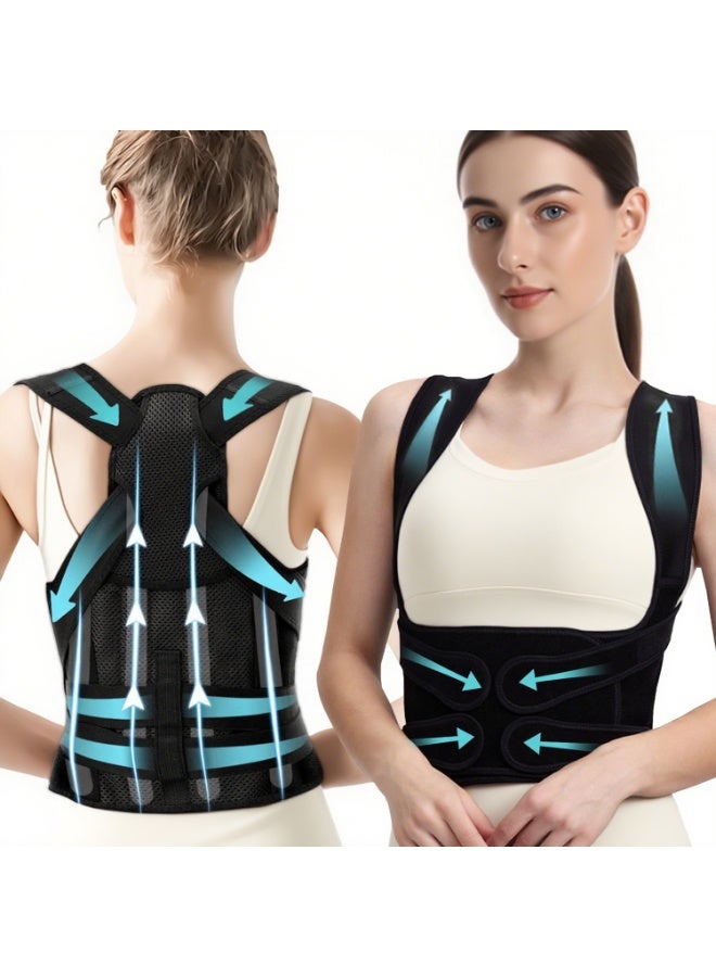 Naxifly Back Brace,Upgraded Full Back Brace Support, Posture Corrector for Women and Men, Adjustable Shoulder Straightener for Improving Back Posture, Relieves pain, Lumbar,Shoulder Pain (Black) - Image 1