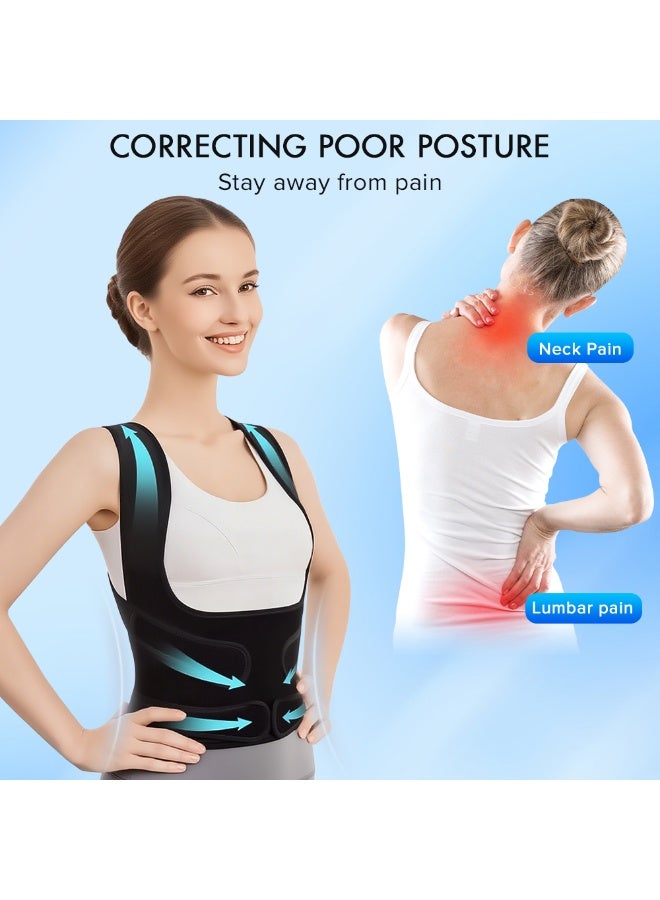 Naxifly Back Brace,Upgraded Full Back Brace Support, Posture Corrector for Women and Men, Adjustable Shoulder Straightener for Improving Back Posture, Relieves pain, Lumbar,Shoulder Pain (Black) - Image 4