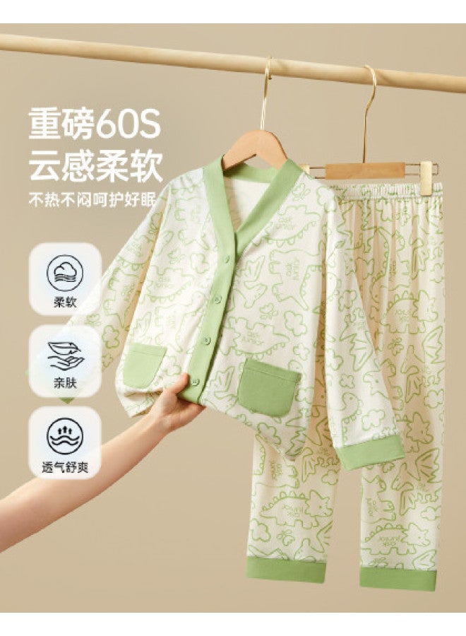 ASK JUNIOR Children's Autumn Comfortable Homewear Boys Long Sleeve Air-conditioning Suit Middle And Older Kids Pajama Set - Image 1