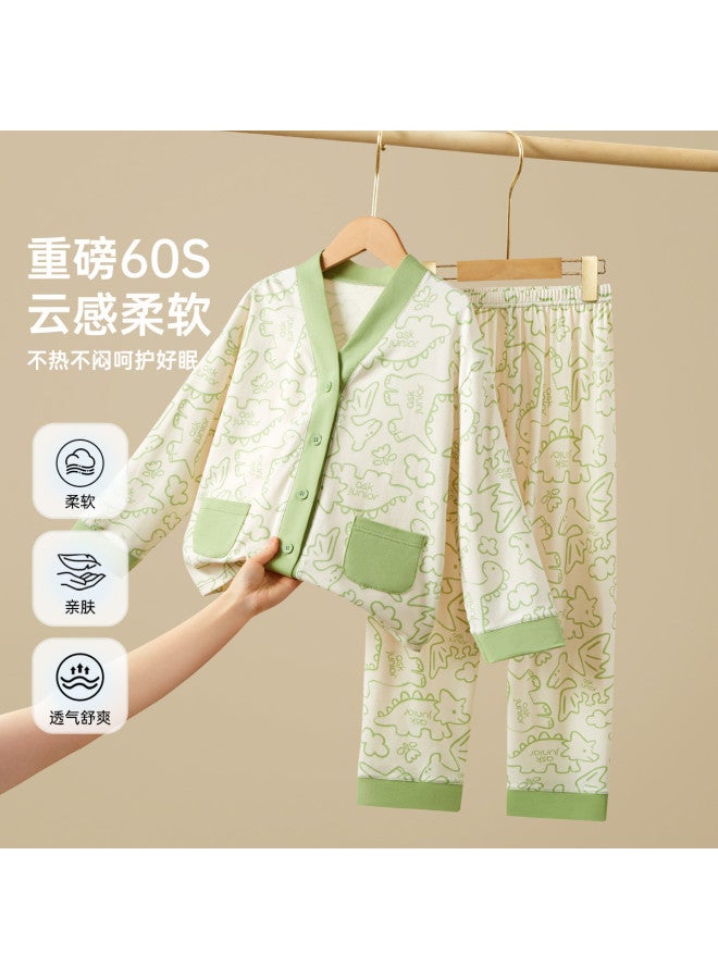 ASK JUNIOR Children's Autumn Comfortable Homewear Boys Long Sleeve Air-conditioning Suit Middle And Older Kids Pajama Set - Image 2