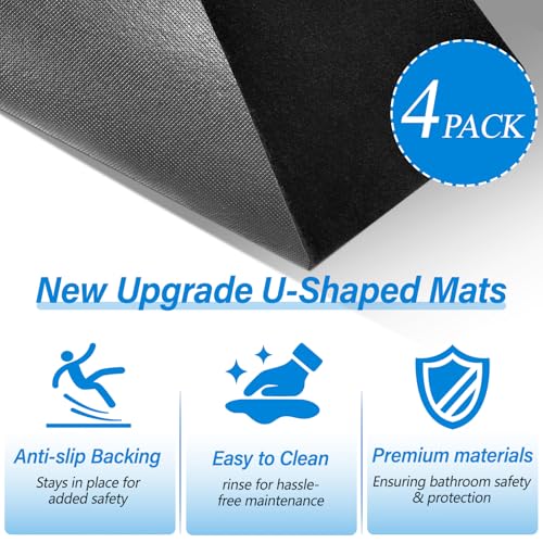 ANWEOR 4 Pack Toilet Mats,Upgrade Toilet Floor Protector from Urine,Toilet Rugs U Shaped Washable,Toilet Mats for Bathroom,Around Toilet Floor Protector,Potty Training Mats for Bathroom - Image 3