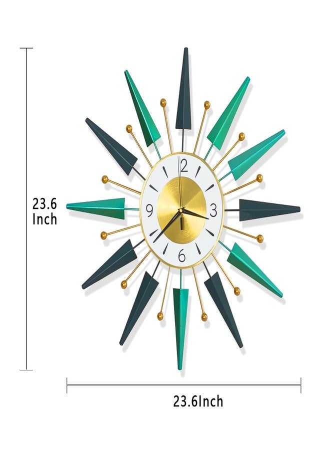 SHUNZY Mid Century Silent Non-Ticking Big Clocks,23.6 inch Large Wall Clock Metal Decorative, Modern Home Decorations for Living Room,Bedroom,Dining Room, Office - Image 2