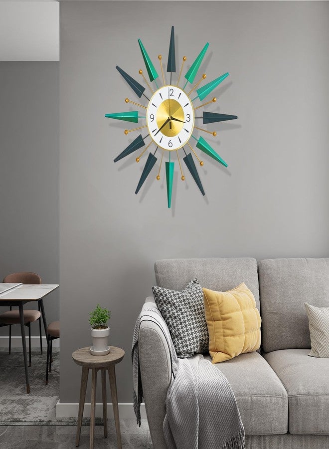 SHUNZY Mid Century Silent Non-Ticking Big Clocks,23.6 inch Large Wall Clock Metal Decorative, Modern Home Decorations for Living Room,Bedroom,Dining Room, Office - Image 3