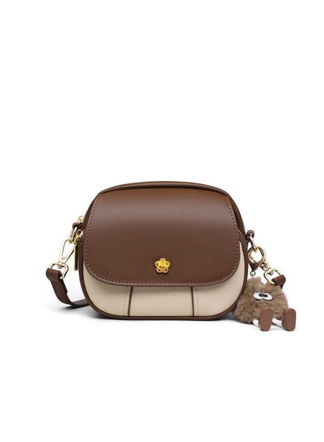 Yuyula Leather Handbag, Women's Crossbody Bag, Light Luxury Brand Shoulder Bag, Small Round Purse, Birthday Gift, High-end Feel, For Girlfriend Or Wife - Image 4