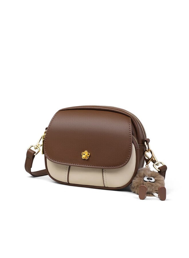 Yuyula Leather Handbag, Women's Crossbody Bag, Light Luxury Brand Shoulder Bag, Small Round Purse, Birthday Gift, High-end Feel, For Girlfriend Or Wife - Image 2