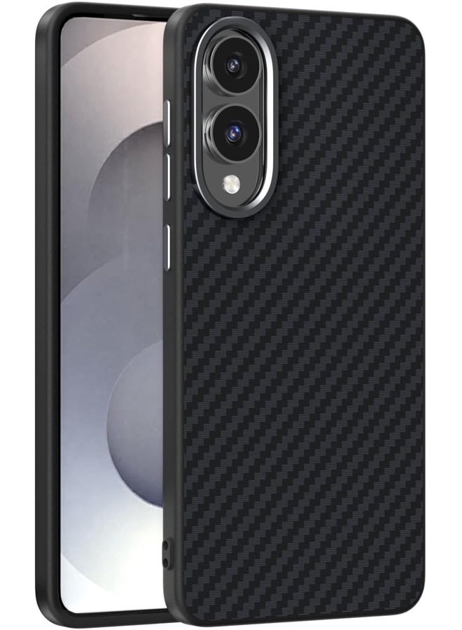 general Magnetic Case Compatible with Samsung Galaxy S25 Edge Case Carbon Fiber Texture Anti Fingerprint Ultra Thin Shockproof Protective Cover Support Wireless Charging Black - Image 1