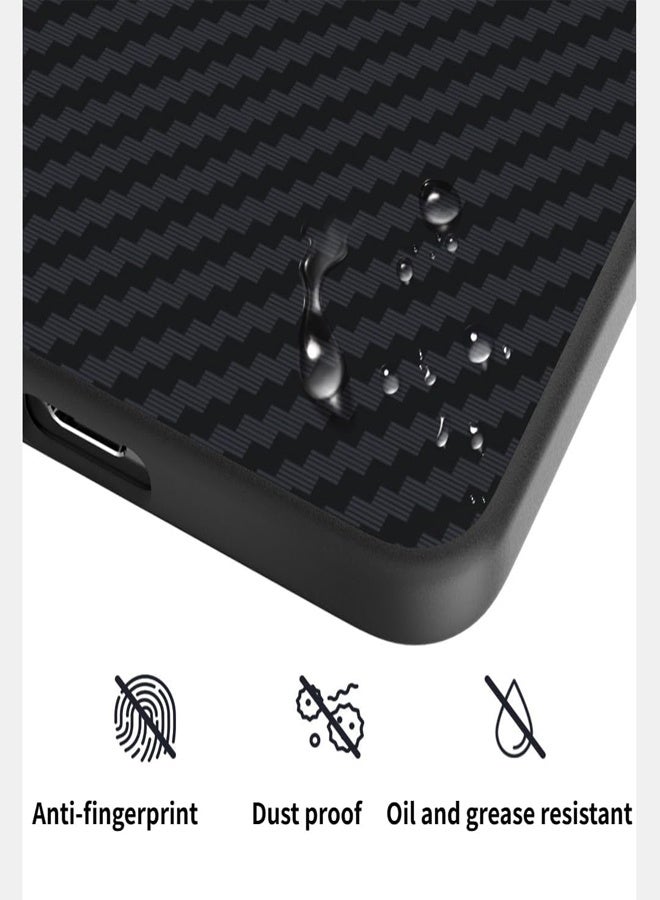 general Magnetic Case Compatible with Samsung Galaxy S25 Edge Case Carbon Fiber Texture Anti Fingerprint Ultra Thin Shockproof Protective Cover Support Wireless Charging Black - Image 4