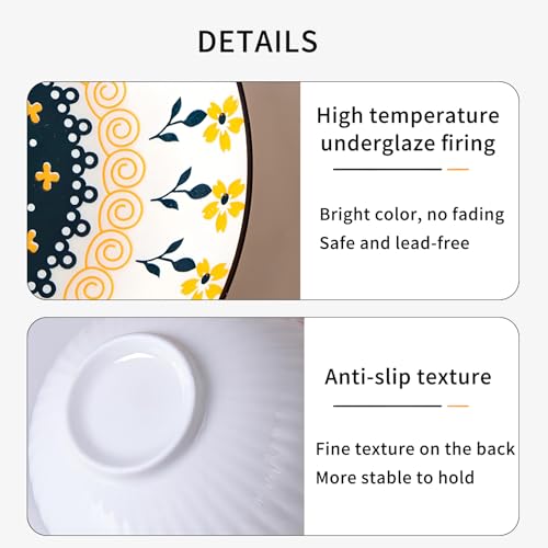 iDourer Rice Bowls 10oz, Japanese Style Bowls Set of 6 with Gift Box - Ceramic Bowls for Soup, Dessert, Ice Cream, Snack - Kitchen Gifts for Women Christmas Gift - Image 4