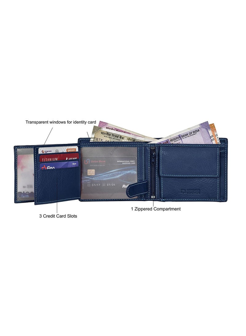 إربان محفظة جلدية زرقاء RFID للرجال - Image 4