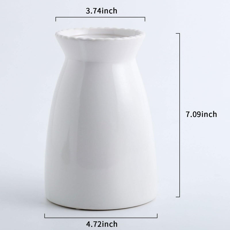 hjn White Flower Vase- Ceramic Vase for Decor, White vase for Flowers, Modern Vases for Living Room/Home Decor Accents/Entryway/Mantel/Bookshel - Image 5